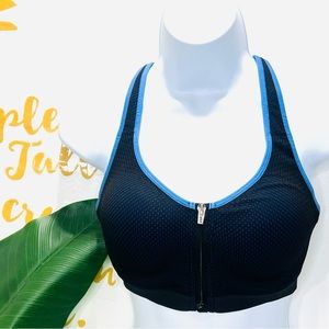 VICTORA’S SECRET X SPORT Blue Black Racerback Underwire Zip Front Sports…